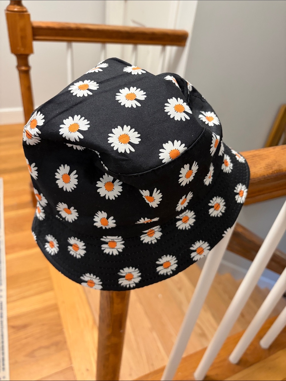 Kids Black Daisy Print Bucket Hat - Unbranded
